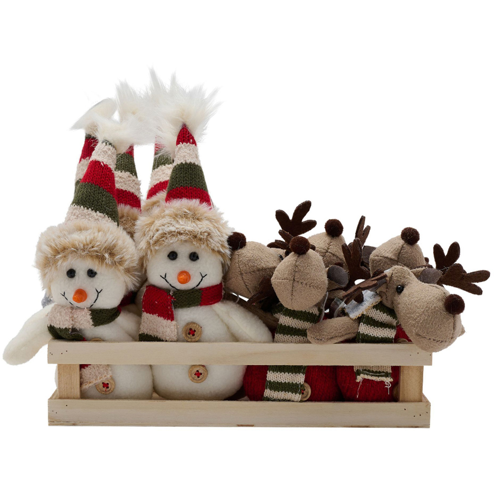 The Seasonal Gift Co. Assorted Snowman and Reindeer Decorations Tray 12 Pack Image 2