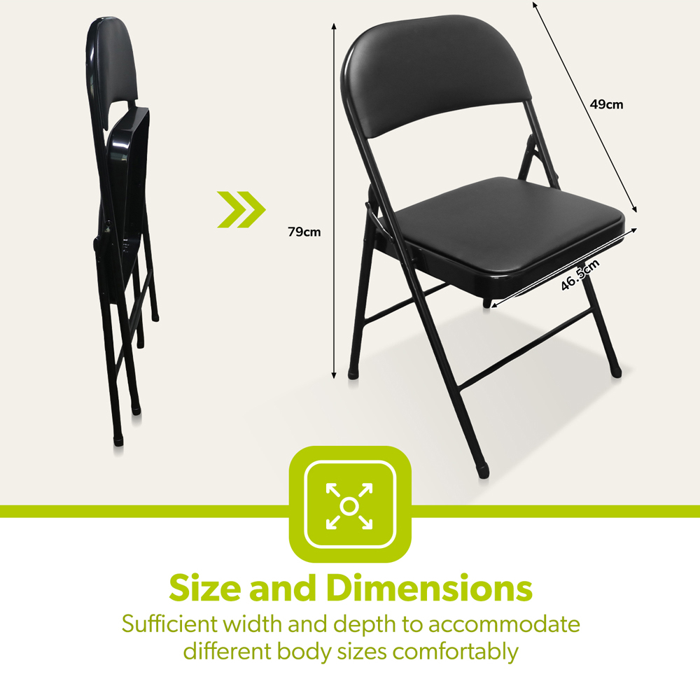 Royalford Black Padded Foldable Metal Dining Chair Image 8