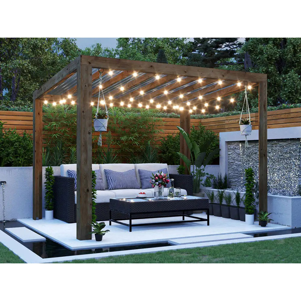 Dunster House Terracube 3 x 2.5m Brown Wooden Pergola Image 3