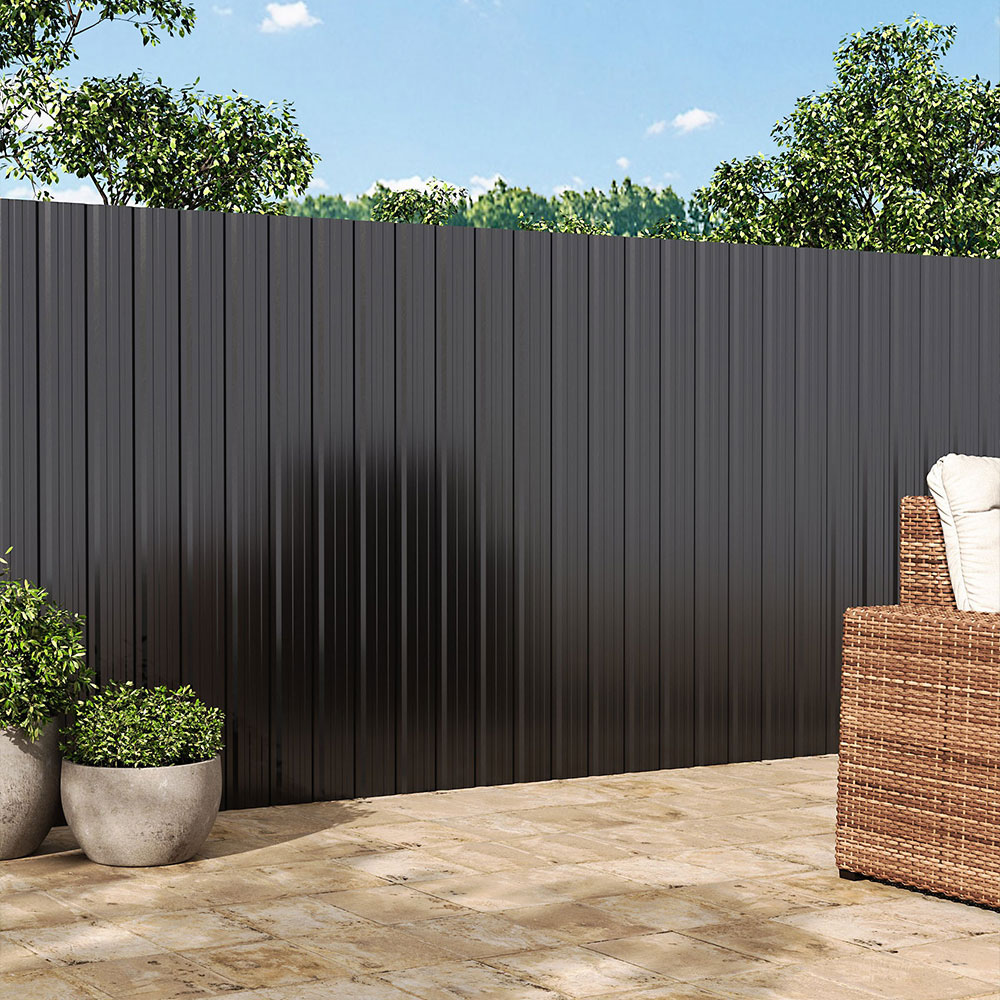 Living and Home 6 Piece Charcoal Zinc Steel Corrugated Pre Drilled Roof Panel 45 x 129cm Image 2