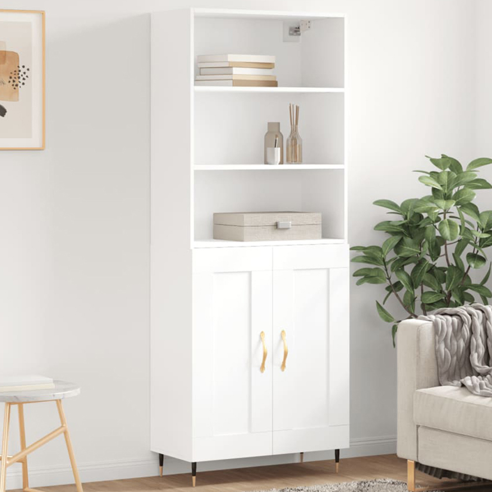 vidaXL 2 Door 3 Shelf White Highboard Image 1