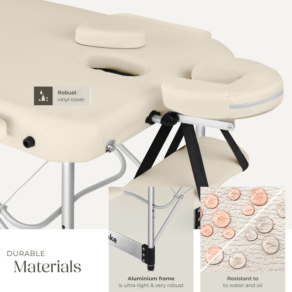 tectake Ko Tao Beige 3 Zone Aluminium Frame Foldable Massage Table with Carry Bag Image 5