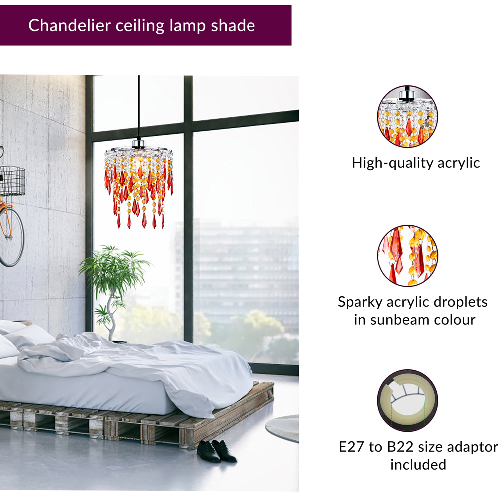 Innoteck Sunbeam Orange Acrylic Ceiling Chandelier Light Image 4
