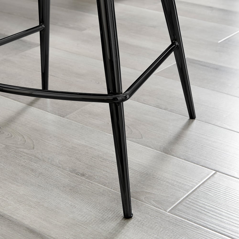 Furniturebox Cesano Grey and Black Velvet Bar Stool Set of 2 Image 4