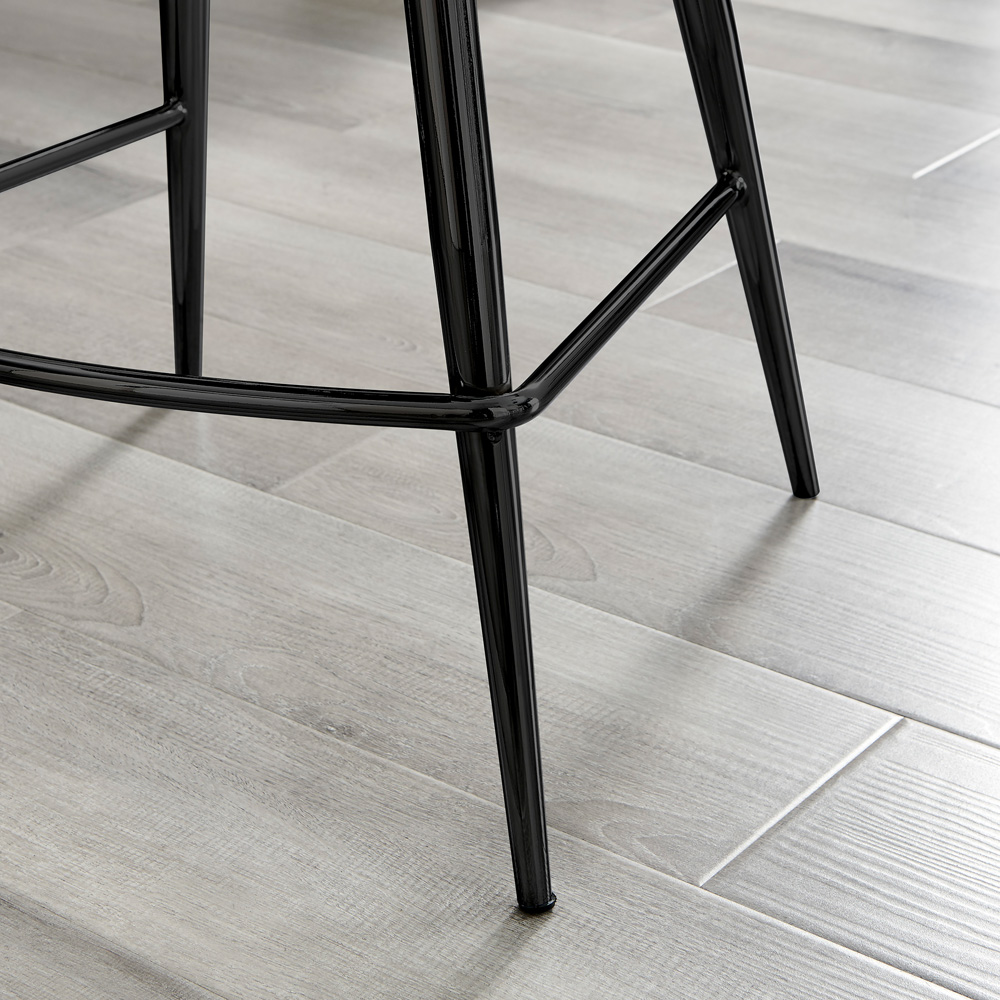 Furniturebox Set of 2 Blue and Black Velvet Bar Chairs Image 4