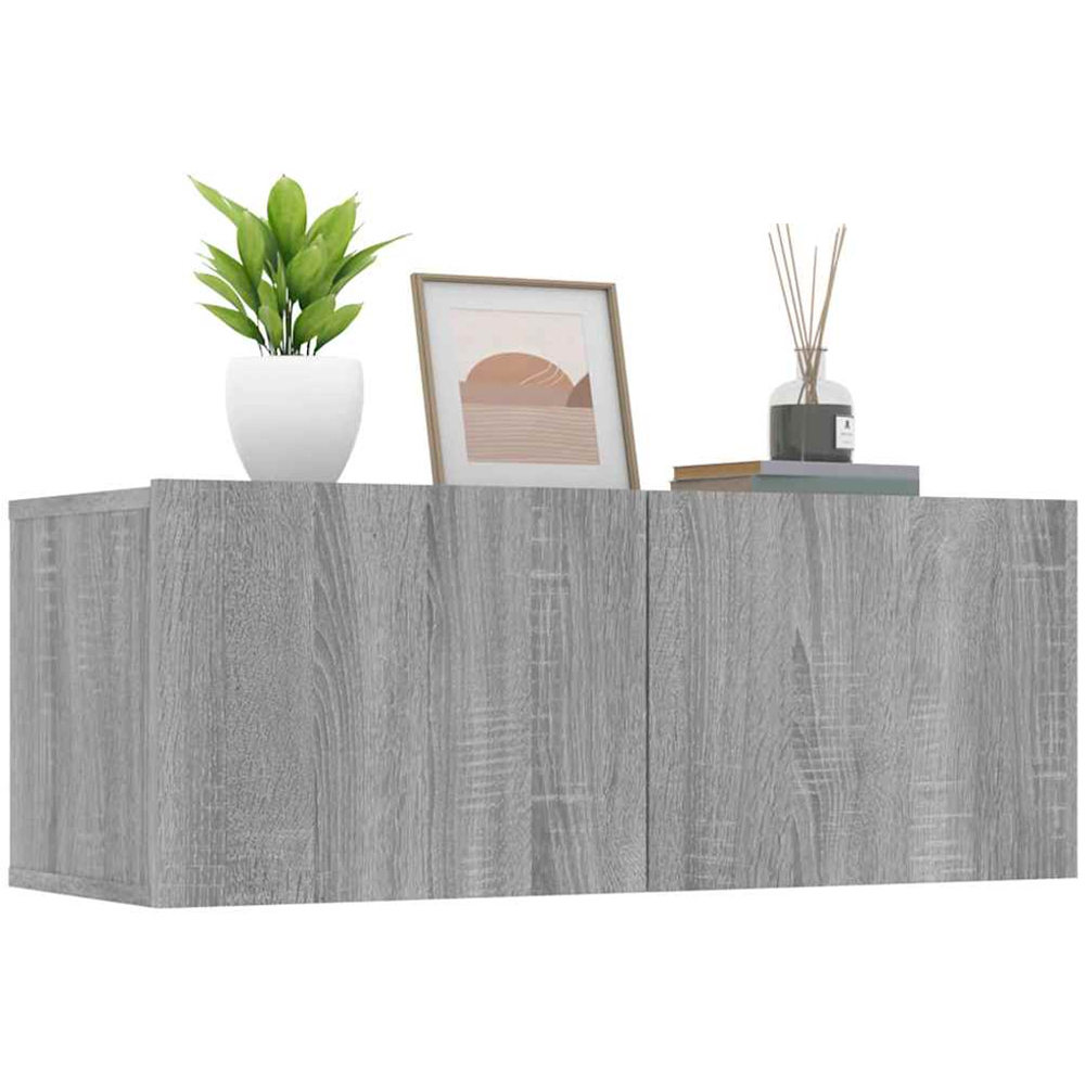 vidaXL 2 Door Grey Sonoma Wall Mounted TV Cabinet Set of 2 Image 3