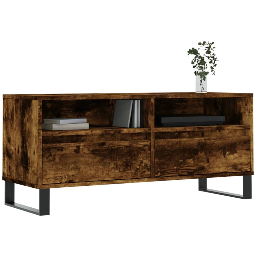 vidaXL 2 Drawer 2 Shelf Smoked Oak TV Cabinet Image 3