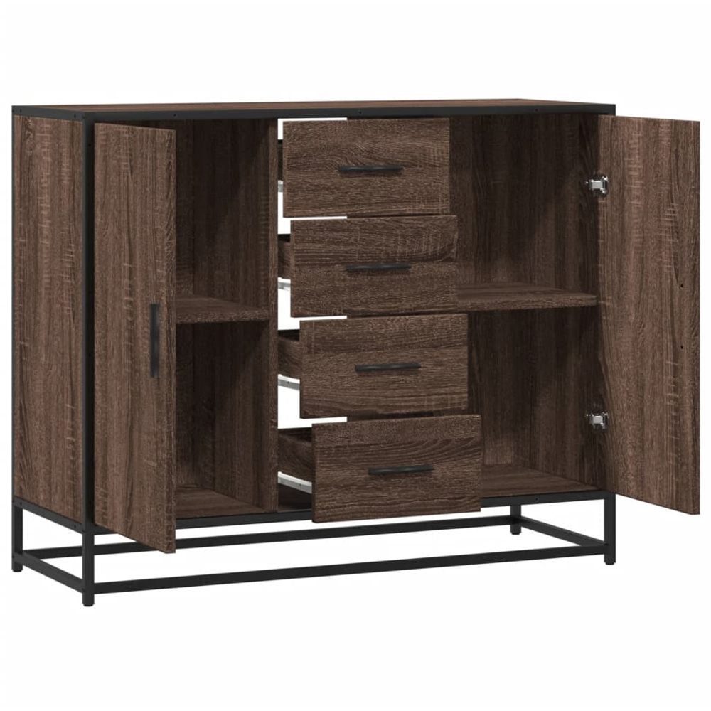 vidaXL 2 Door 4 Drawer Brown Oak Sideboard Image 6