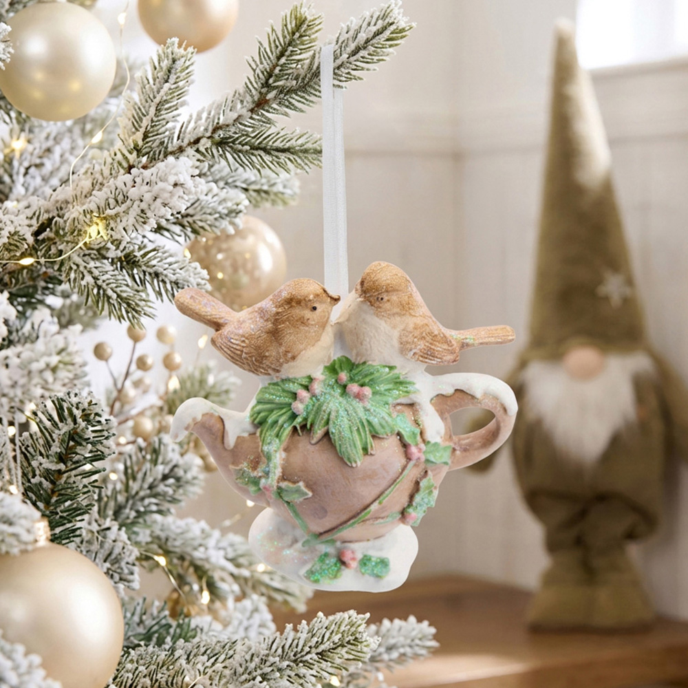 Robins on Teapot Hanging DecorationNeutral Image 2