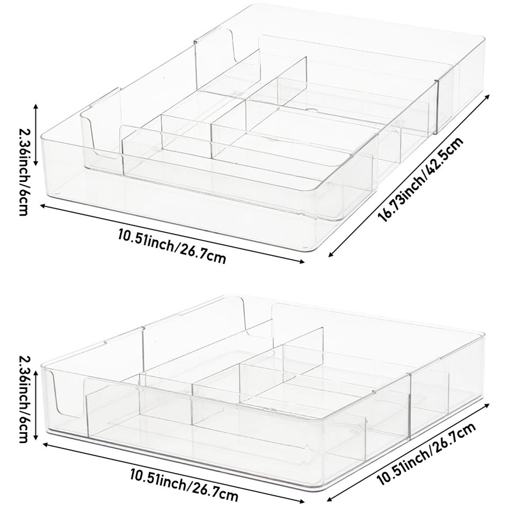 Living and Home Clear Expandable Drawer Organiser with 6 Compartments Image 8