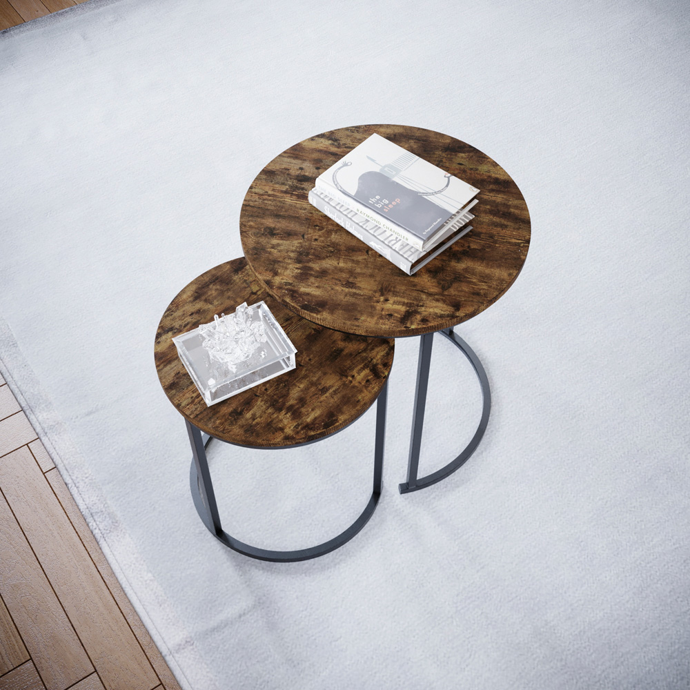 Vida Designs Brooklyn Dark Wood Nest of Tables Set of 2 Image 5