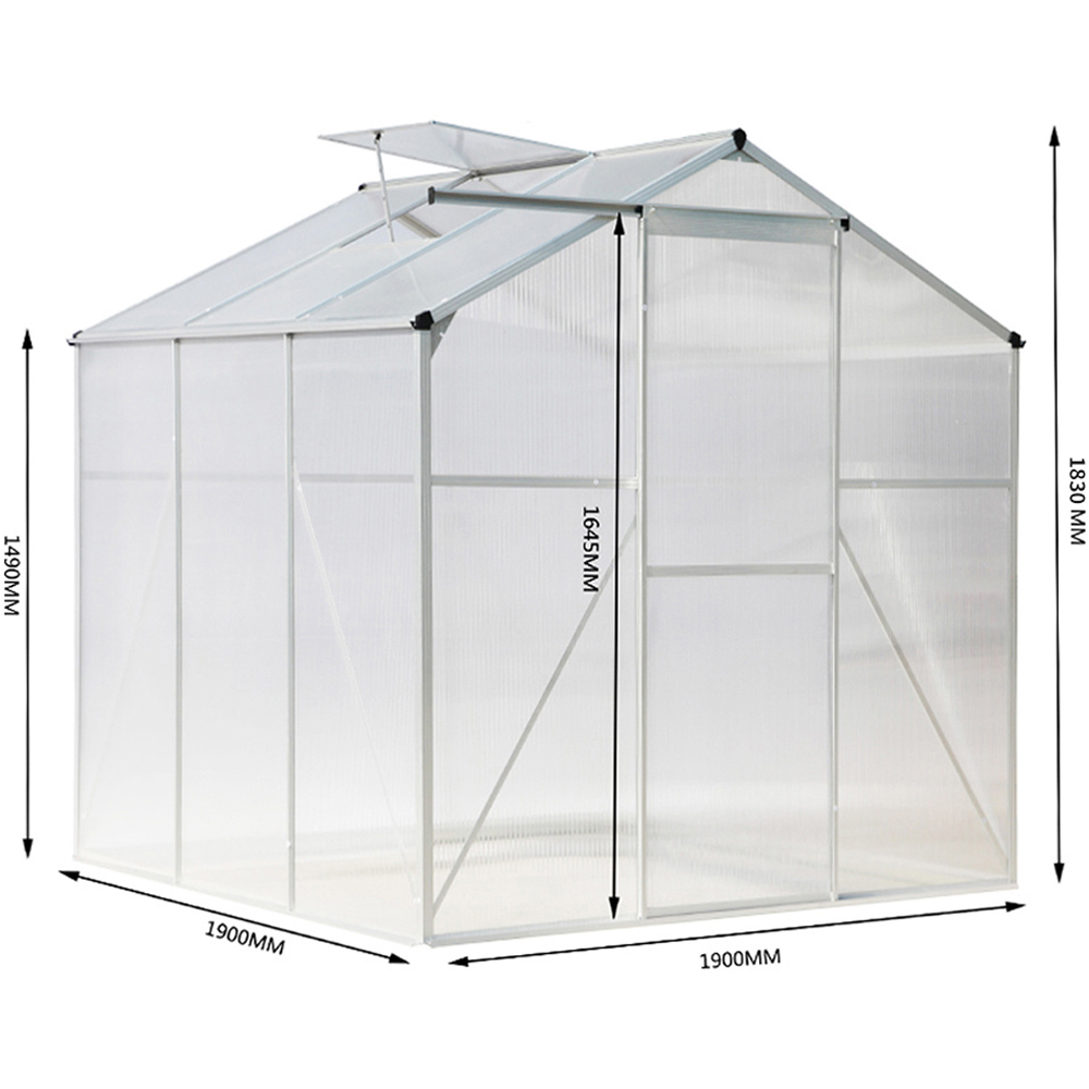 Living and Home 6 x 6ft Aluminium Polycarbonate Sliding Door Greenhouse Image 5
