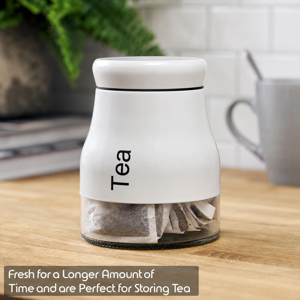 ATEK 3 Piece Tea Coffee and Sugar White Kitchen Canister Set Image 3