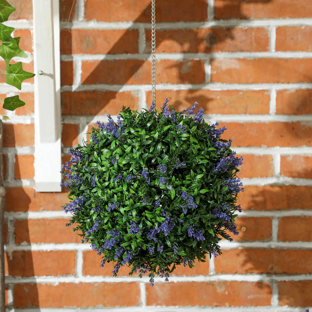 Portland Purple Artificial Plant Hanging Topiary Ball 2 Pack Image 4
