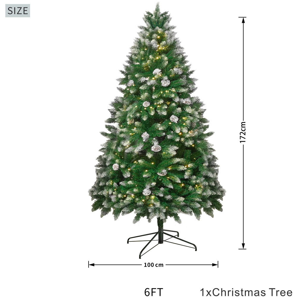 Abrihome Pre Lit Snow Flocked Artificial Christmas Tree 6ft Image 9
