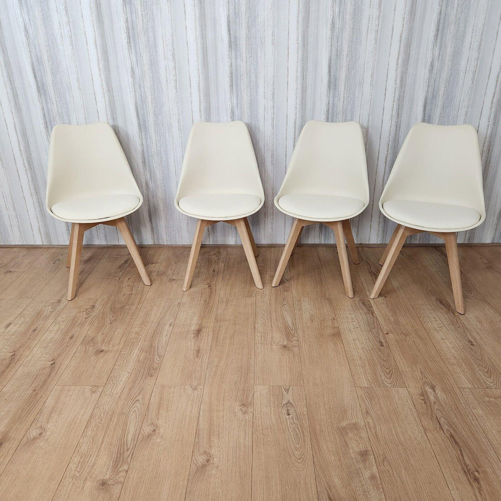 Kosy Koala 4 Seater Wooden Faux Leather Dining Set Grey and Cream Image 4