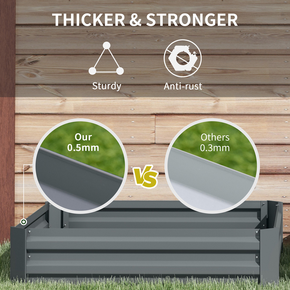 Outsunny Dark Grey Galvanised Steel Easy Setup Raised Garden Bed Planter 2 Pack Image 6