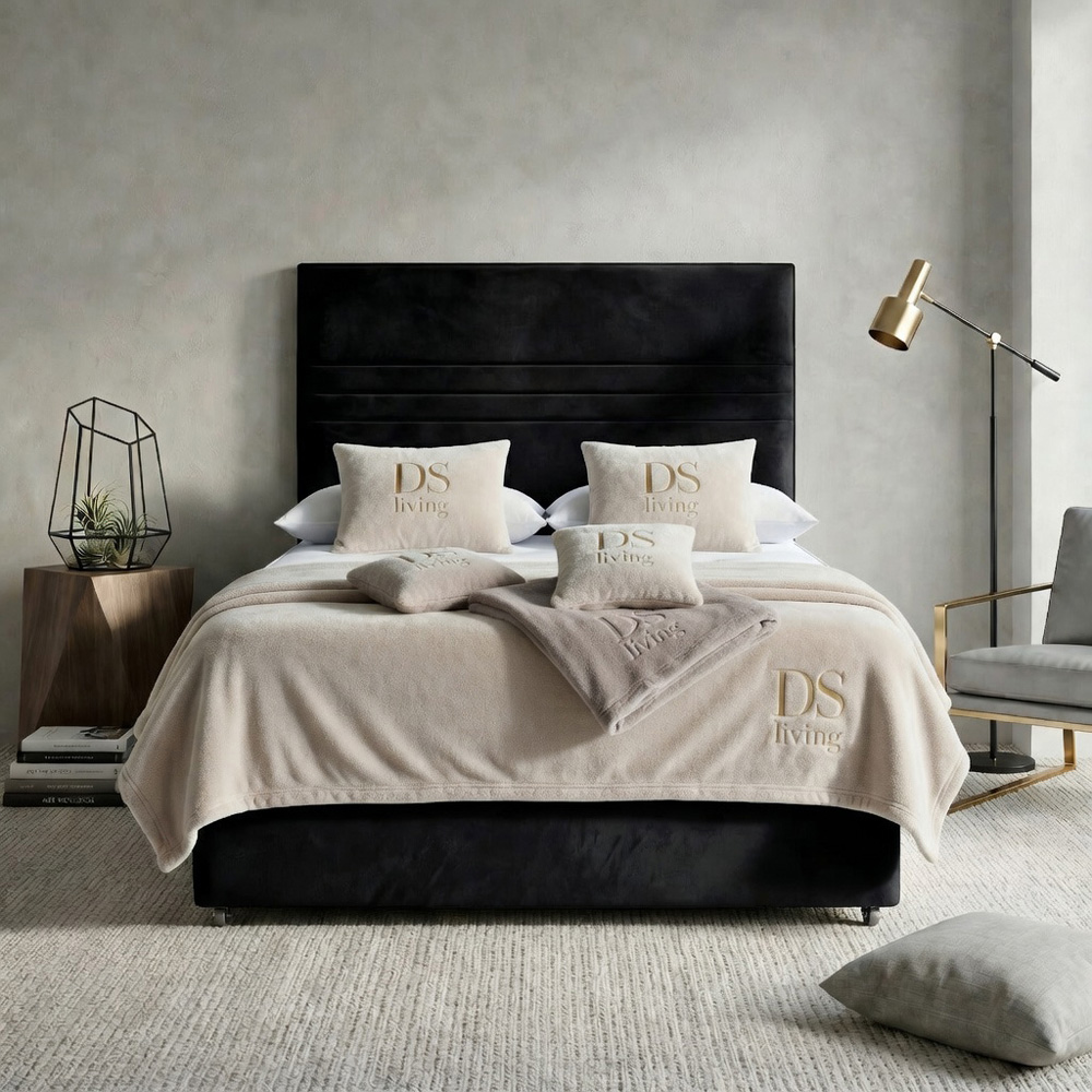 DS Living Harrington King Size Black Plush Divan Bed Image 3