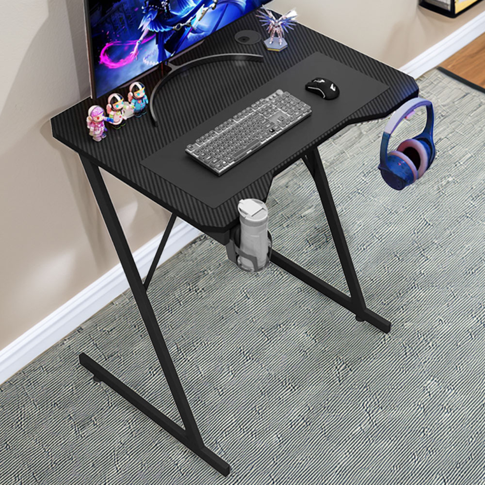 House of Home Carbon Fibre Top Gaming Desk Black Image 1