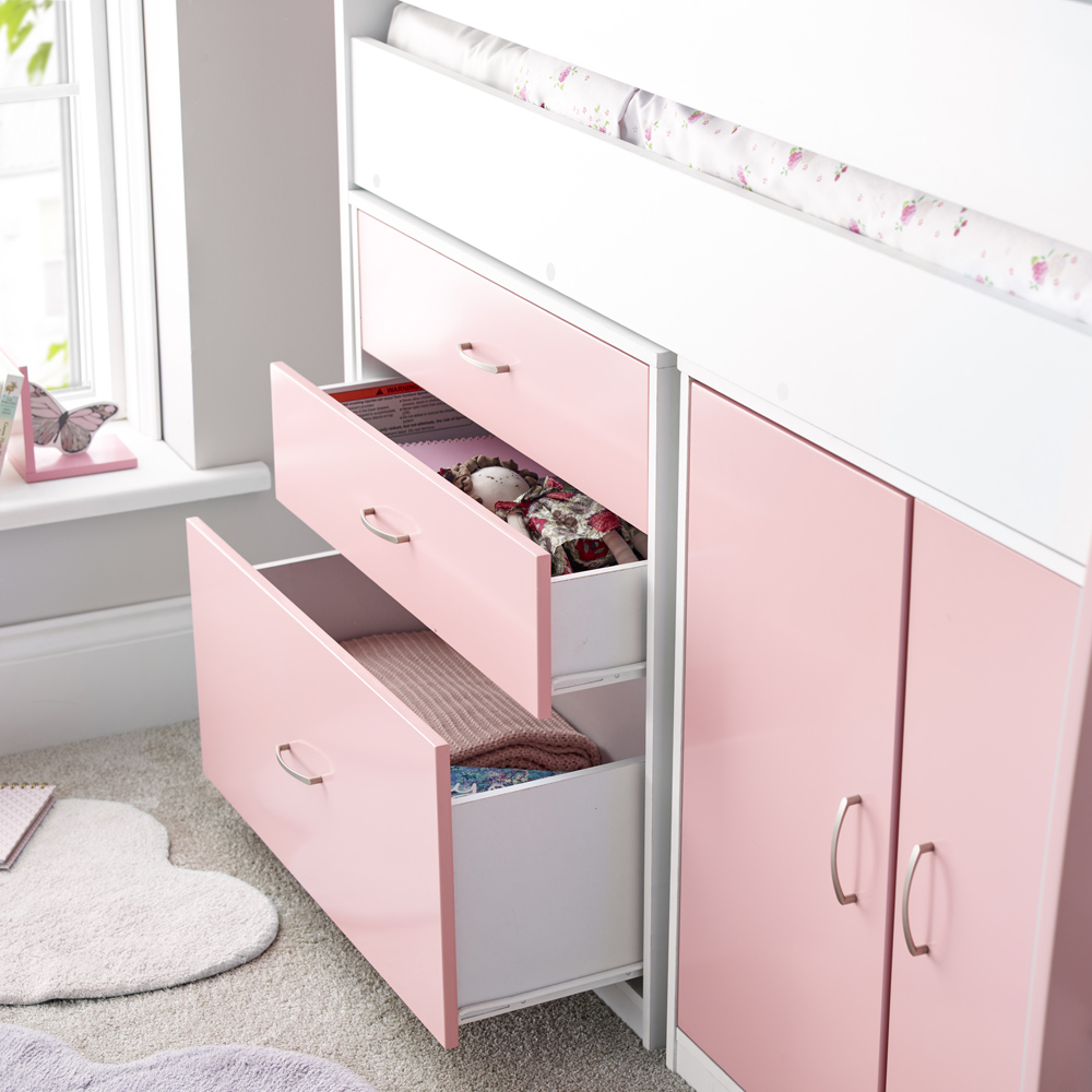 Bedmaster Lacy Pink Storage Mid Sleeper with Pocket Sprung Mattress Image 6