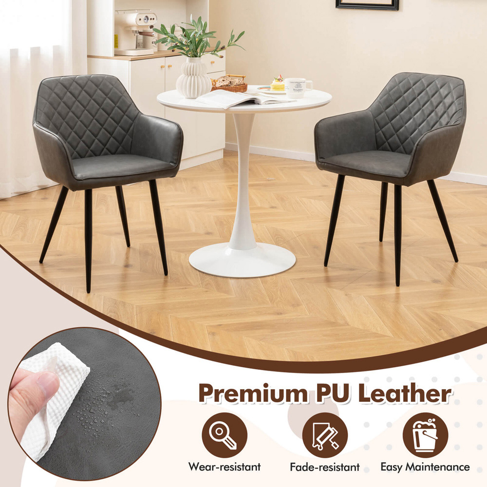 Costway Set of 2 Grey Upholstered Dining Chair Image 4