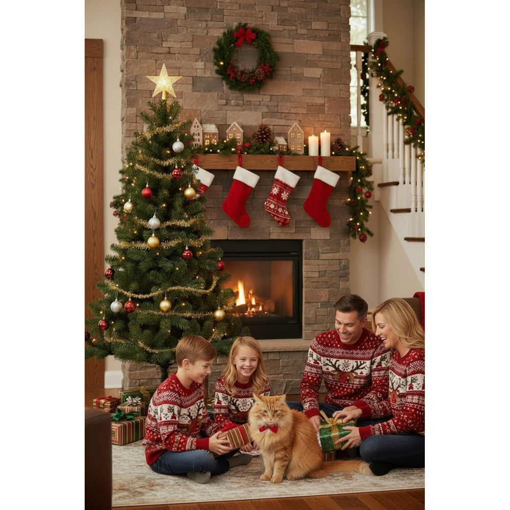 Festive Christmas 210 Warm White LED Pre-Lit Winter Fir Artificial Christmas Tree 7ft Image 4