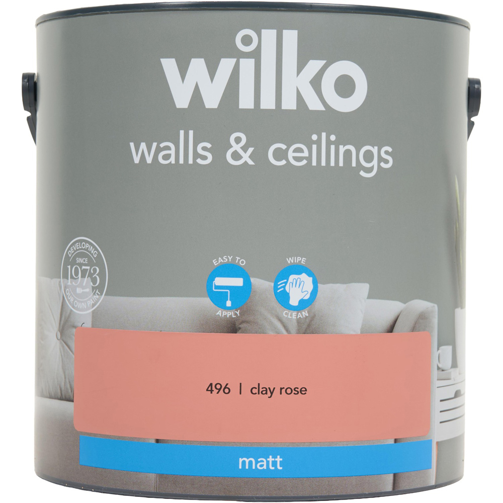 wilko Walls and Ceilings Matt Emulsion Paint Clay Rose Image 2