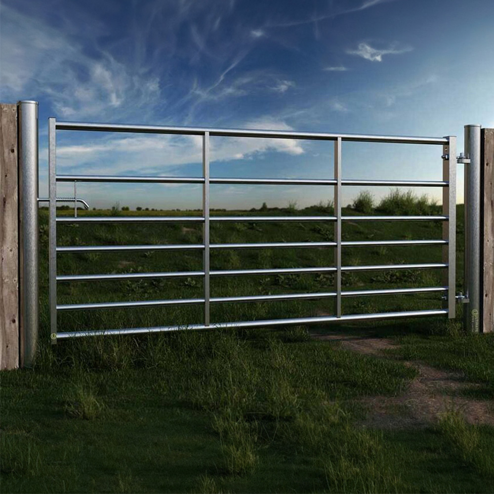 Living and Home 7 Bar Half Mesh Galvanised Metal Multipurpose 6ft Field Gate Image 2