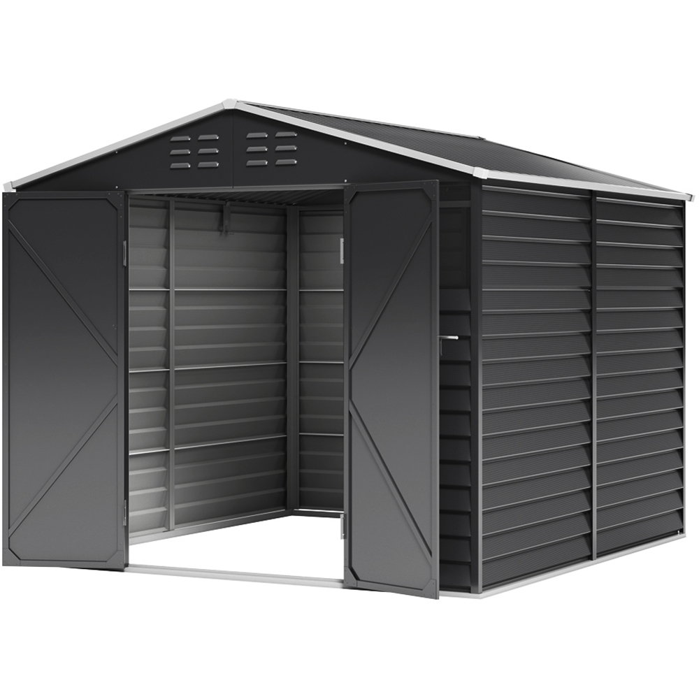 Living and Home 8 x 8.5ft Charcoal Black Steel Apex Graden Shed Image 3