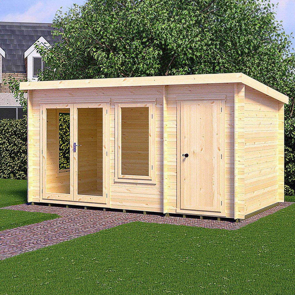 Shire Elm 8 x 14ft Contemporary Style Dual-Purpose Pent Log Cabin with Integral Storage Image 2