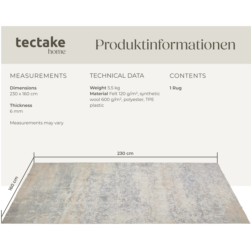 tectake Dalia Non Slip Washable Rug 230 x 160 x 0.6cm Image 8