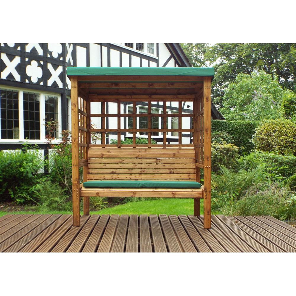 Charles Taylor Bramham 3 Seater Wooden Arbour with Green Canopy Image 4
