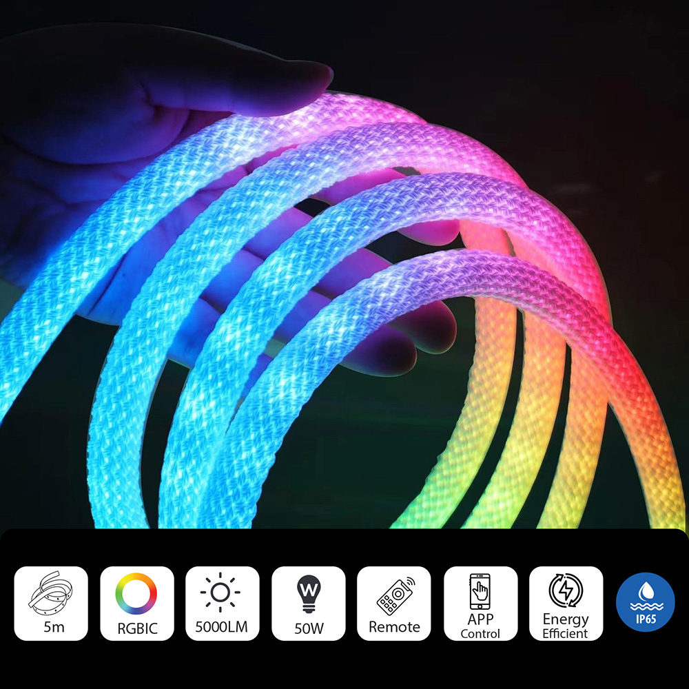 ENER-J NeonTwist RGBIC Braided Rope Light with Remote 5m Image 2