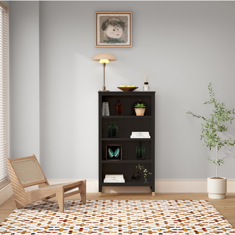 Palazzi 4 Shelves Black Bookcase Image 8