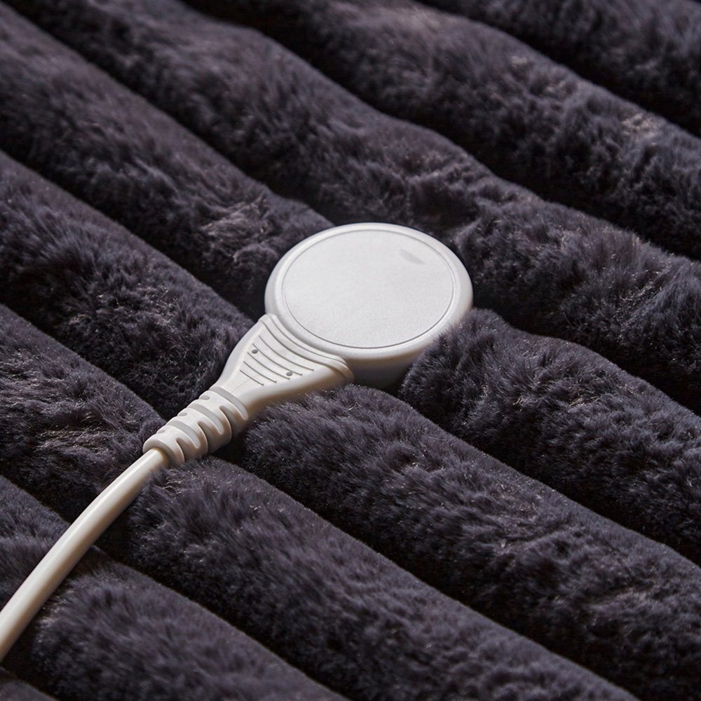 Morphy Richards Blue Flannel Fleece and Striped Faux Fur Heated Electric Throw 200 x 180cm Image 7