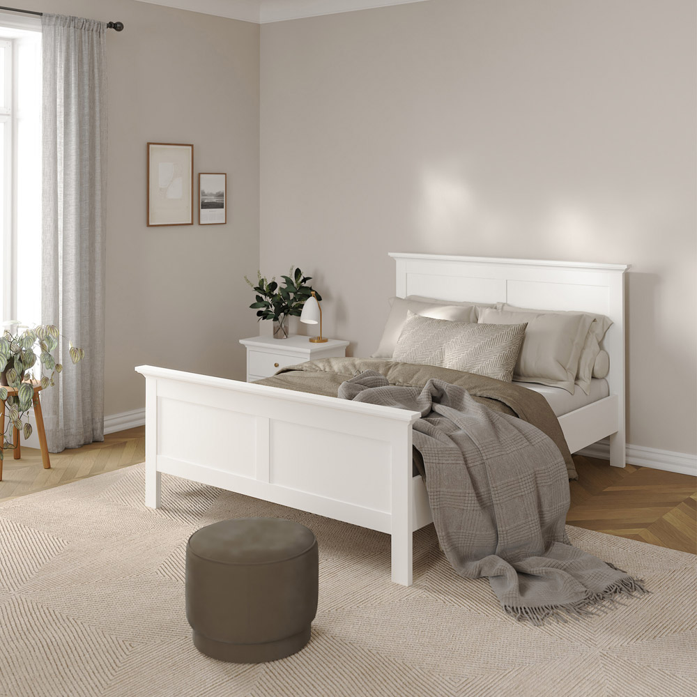 Florence Paris Double White Wooden Bed Image 7