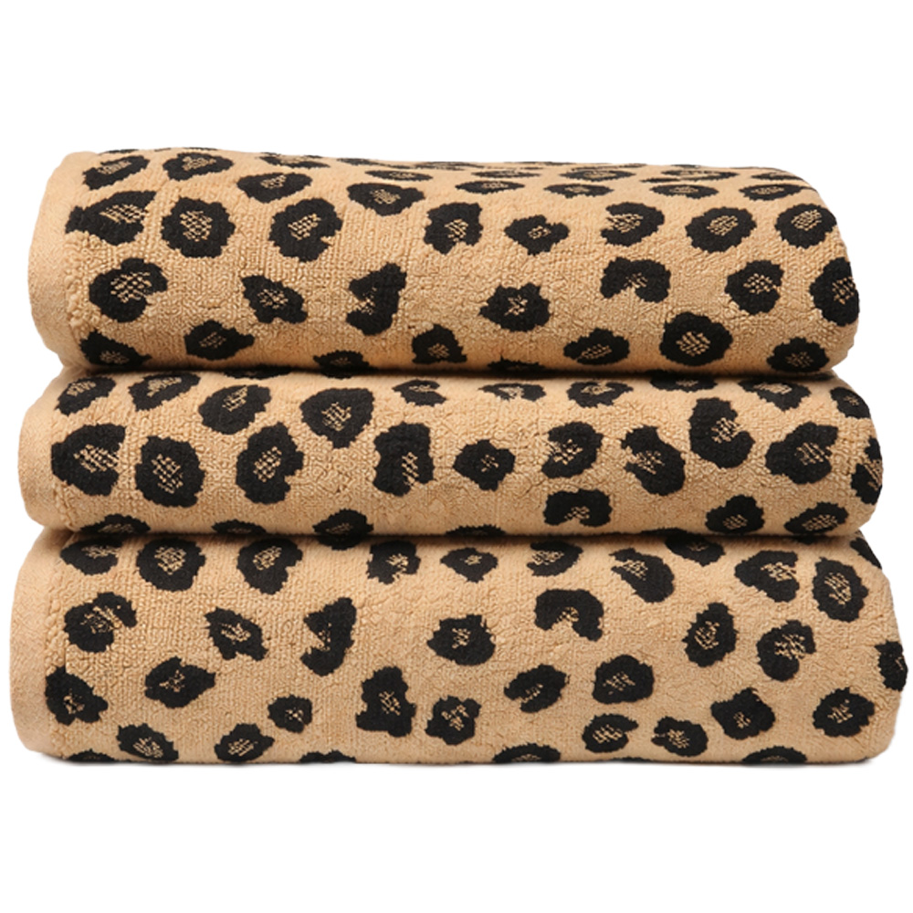 Bellissimo Home Turkish Cotton Beige Leopard Jacquard Bath Sheet Image 1