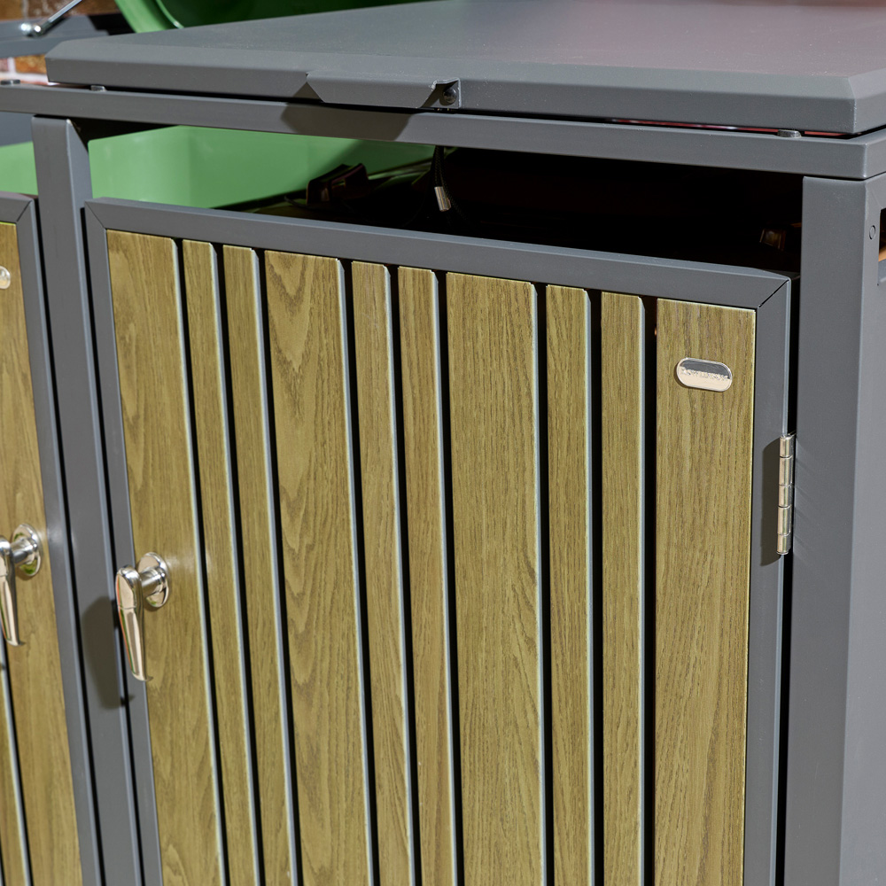 Rowlinson Wimbledon Oak 2 Wheelie Bin Store Image 8