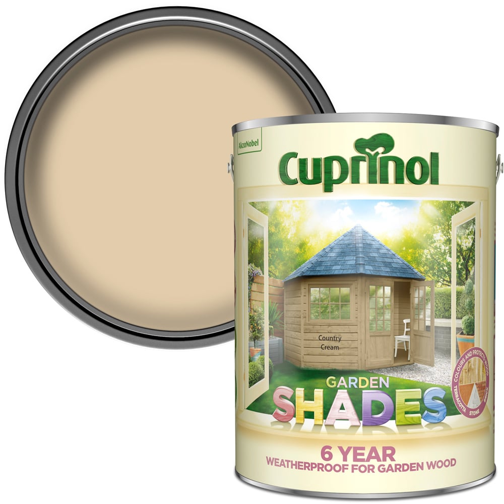 Cuprinol Garden Shades Country Cream Matt Exterior Wood Paint 5L Image 1