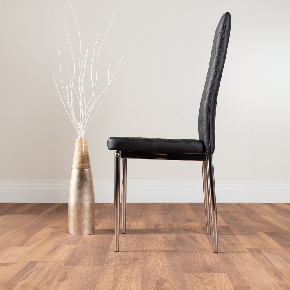 Furniturebox Arona Valera Glass 4 Seater Round Dining Set Chrome and Black Image 3