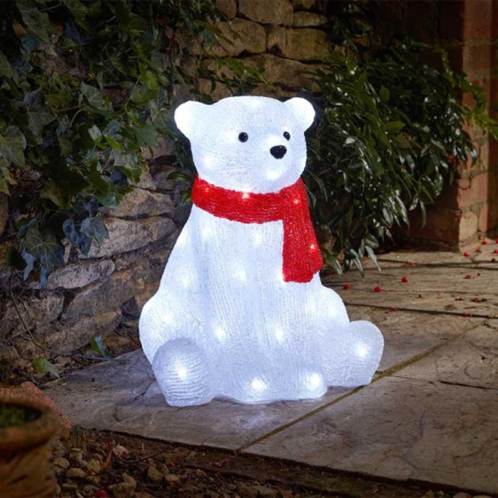 Samuel Alexander 50 Cool White LED Light-Up Polar Bear Christmas Decoration 44cm Image 3