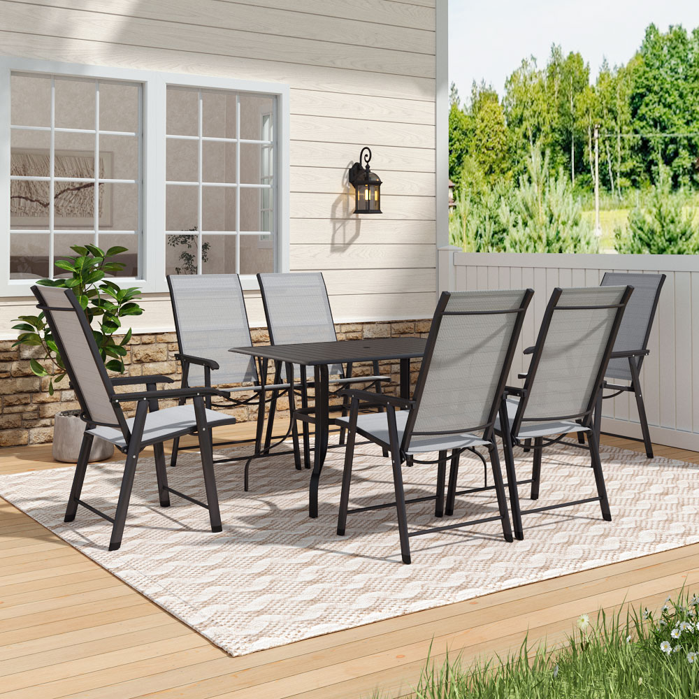 Living and Home Foldable 6 Seater Rectangular Slatted Patio Set Image 7