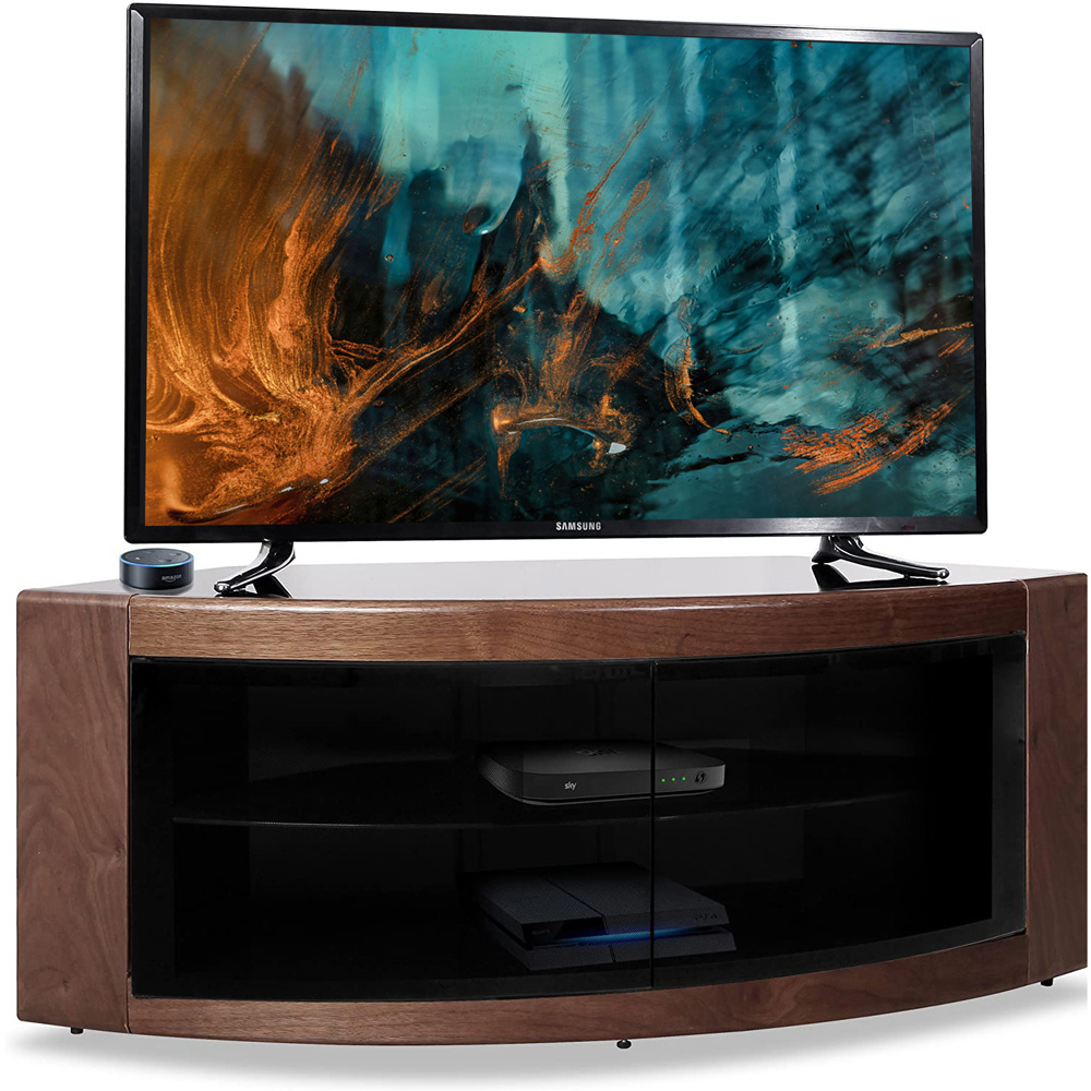 Centurion Supports Pangea 2 Door 2 Shelf Black Walnut TV Cabinet Image 3