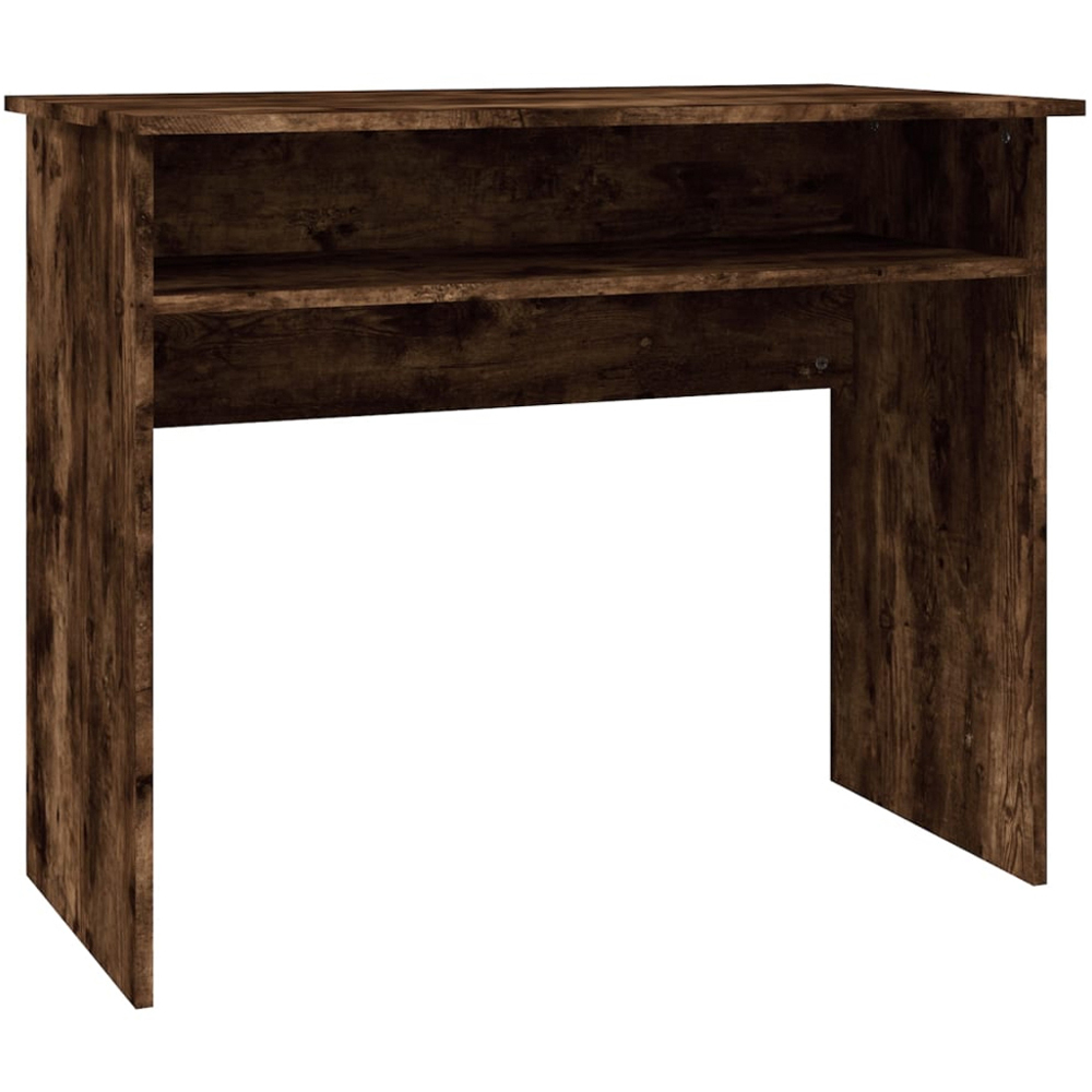 vidaXL Single Shelf Office Desk Smoked Oak Image 2