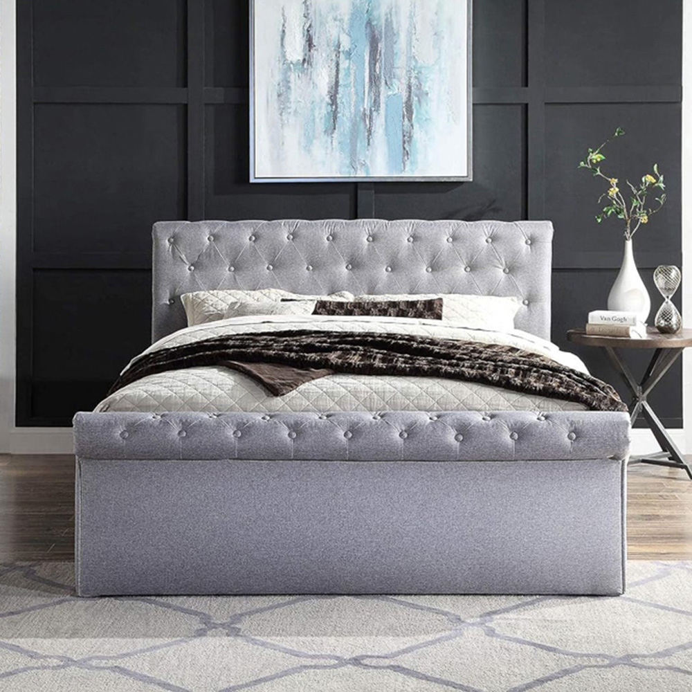 Home Treats King Size Grey Sleigh Ottoman Bed Image 8