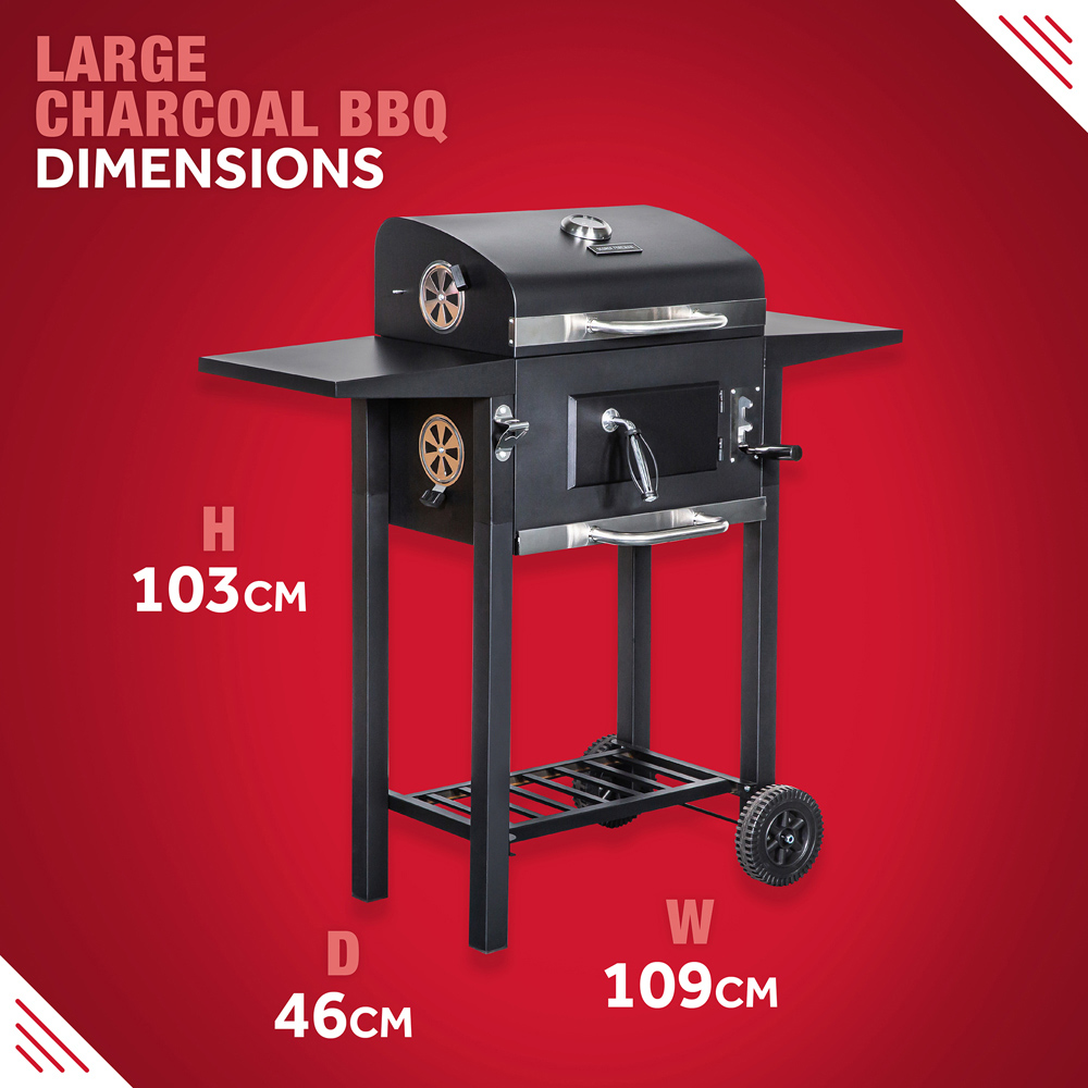 George Foreman Black Large Charcoal Barbecue with Adjustable Grill Image 8