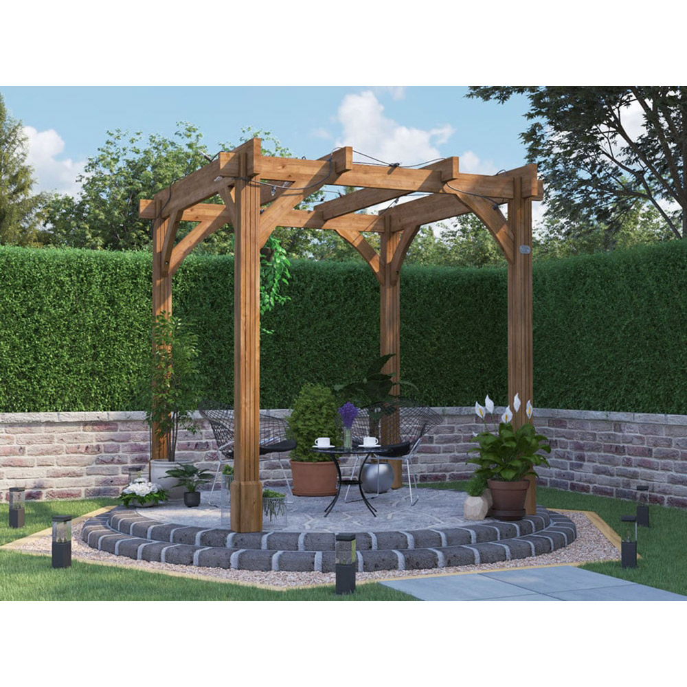 Dunster House Leviathan 2.5 x 2.5m Brown Wooden Plant Frame Pergola Image 3