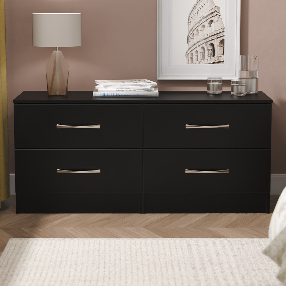 Crowndale Avon 4 Drawer Matt Black Bed Box Ready Assembled Image 1