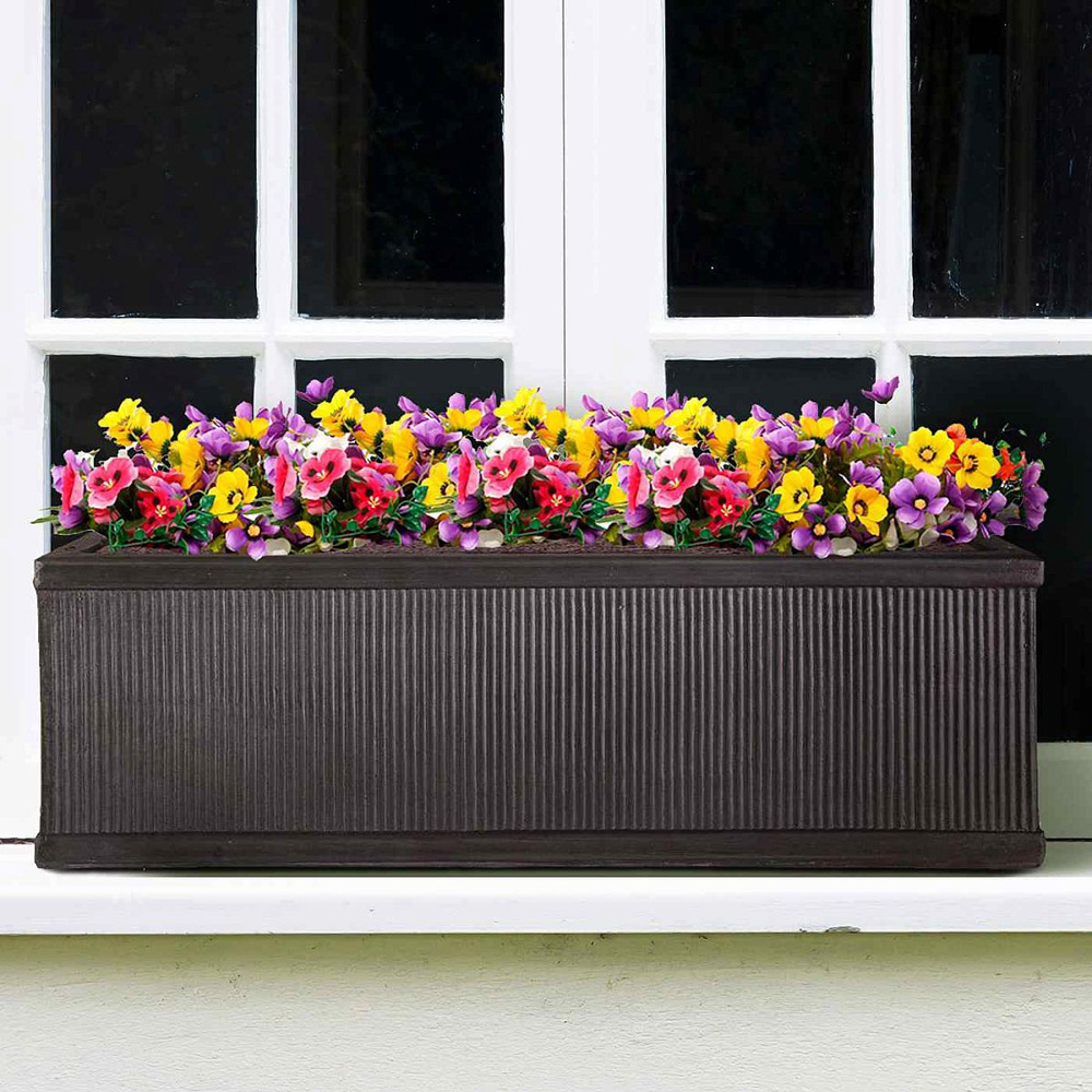 wilko Window Flower Box Faux Lead Dark Grey Outdoor Planter 23cm Image 4