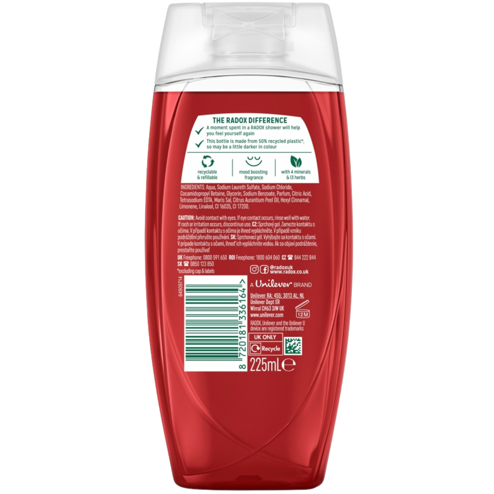 Radox Mineral Therapy Feel Ready Pomegranate and Apple Scent Shower Gel 225ml 6 Pack Image 3